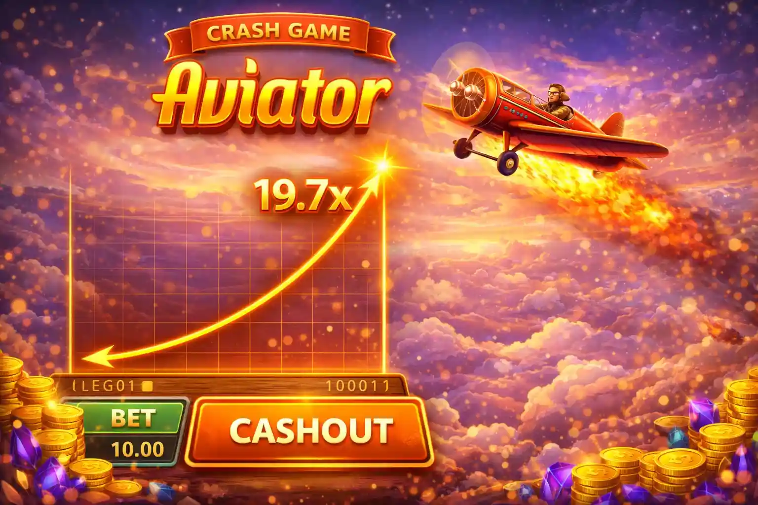 Blue fighter jet flying up with multiplier in popular crash betting game JetX