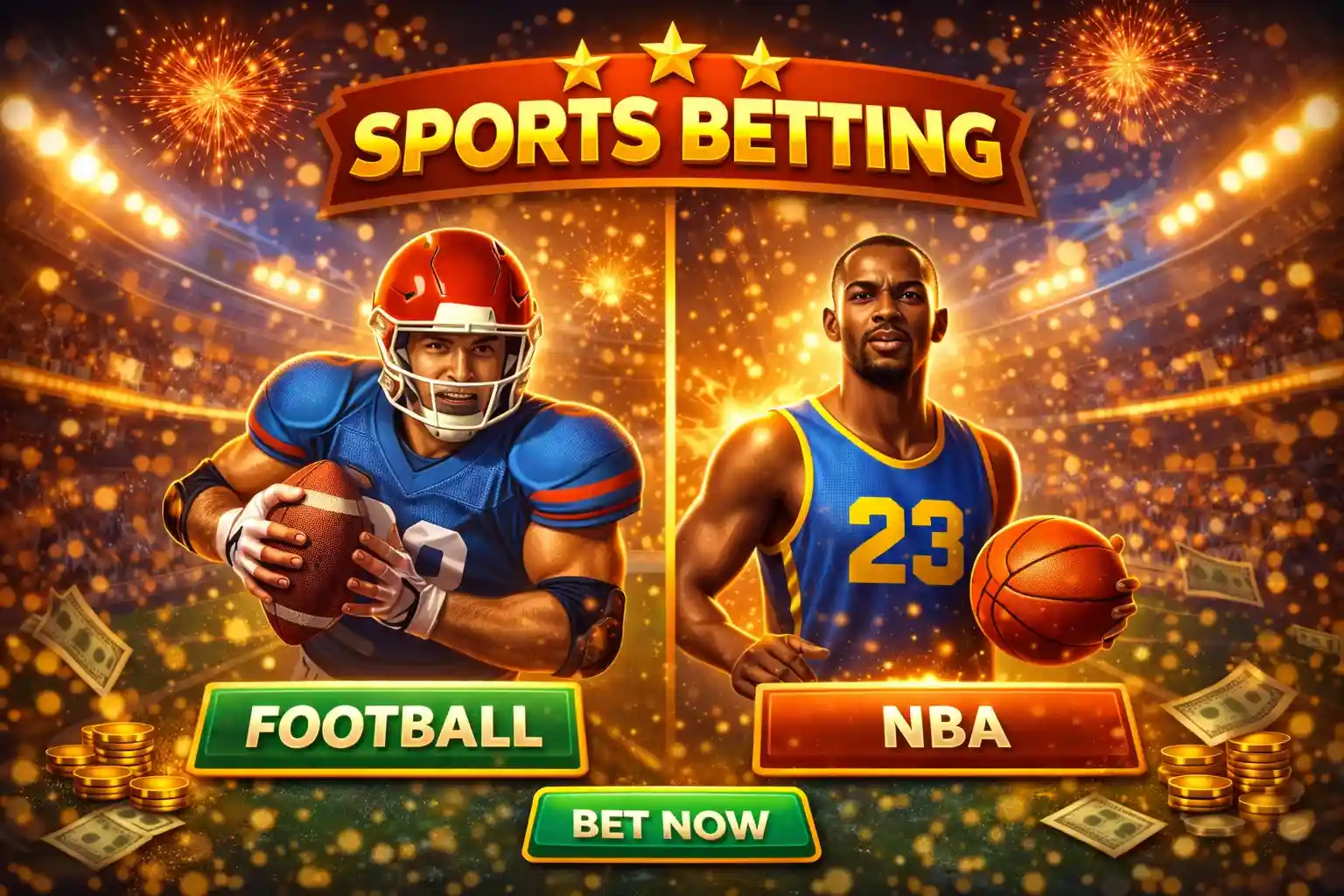 Modern Asian handicap betting panel with football, basketball and American football